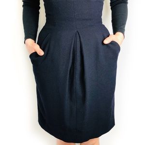 VTG High Waisted black wool skirt w/ pockets